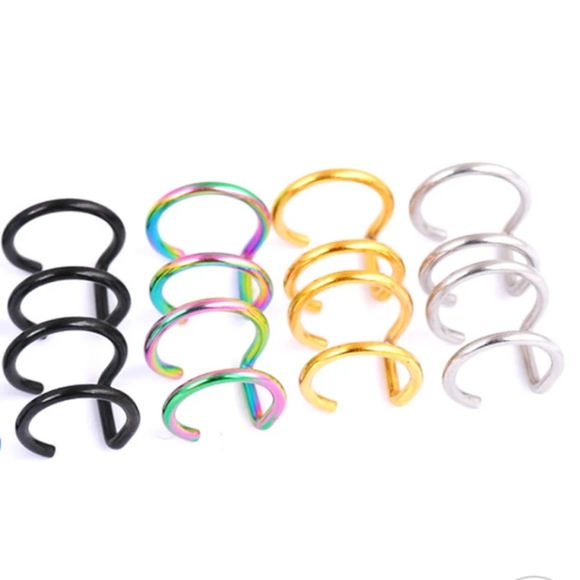 NEW Double Ear Cuff Faux piercing Cartilage Hoop - Picture 6 of 6